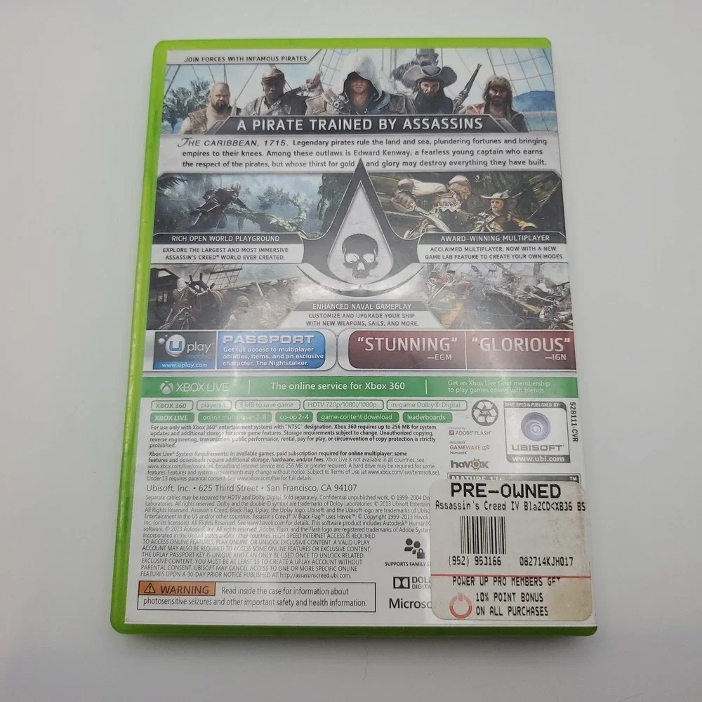 Assassin's Creed IV Black Flag - Xbox 360 - Both Disks- Preowned